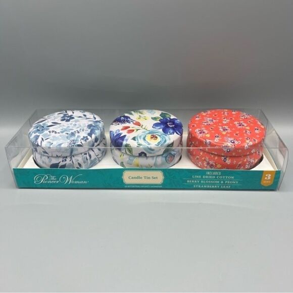 The Pioneer Women 3-Piece Painterly Floral Tin Candle Set - Picture 2 of 9